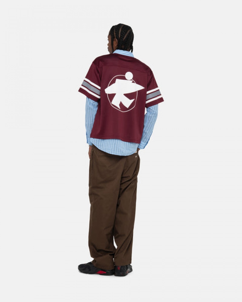 Stussy Surfman Mesh Football Jersey Topper Herre Burgunder Norge | EOW-3461