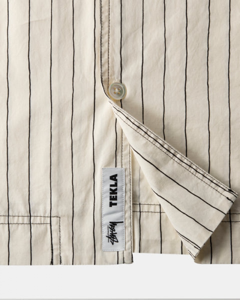 Stussy Tekla Poplin Pyjama Shirt Skjorte Herre Beige Norge | YKJ-6346