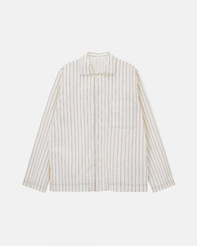 Stussy Tekla Poplin Pyjama Shirt Skjorte Herre Beige Norge | YKJ-6346