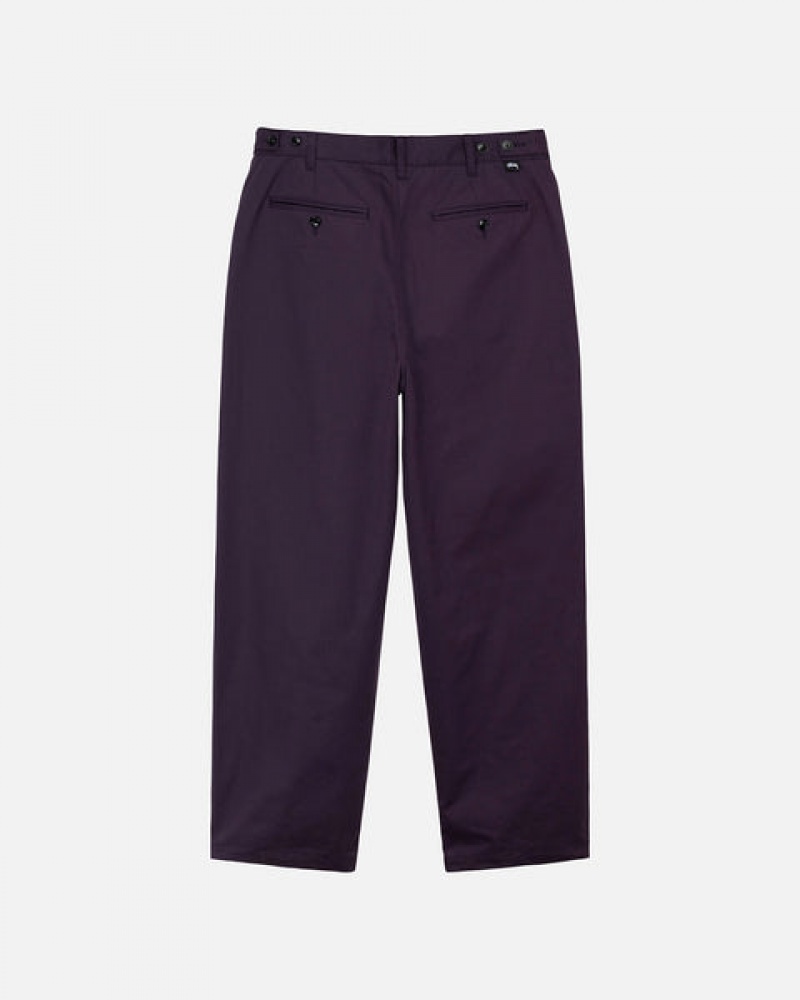 Stussy Twill Volume Plissert Trouser Bukse Dame Lilla Norge | HID-9181