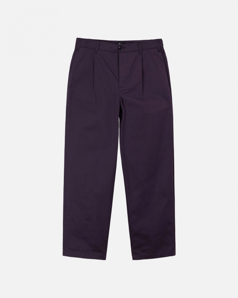 Stussy Twill Volume Plissert Trouser Bukse Dame Lilla Norge | HID-9181