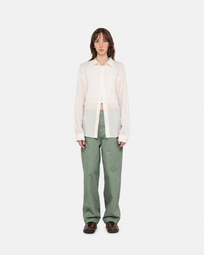 Stussy Workgear Trouser Twill Bukse Dame Grønn Norge | LLJ-5859