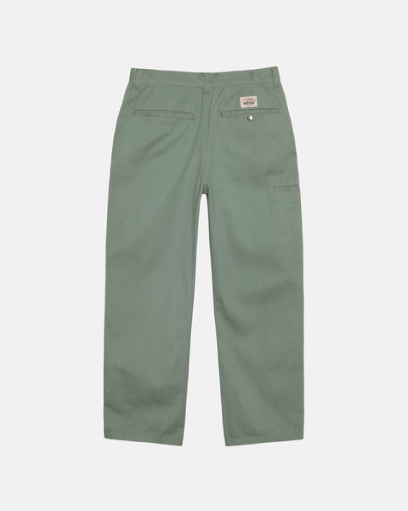 Stussy Workgear Trouser Twill Bukse Dame Grønn Norge | LLJ-5859