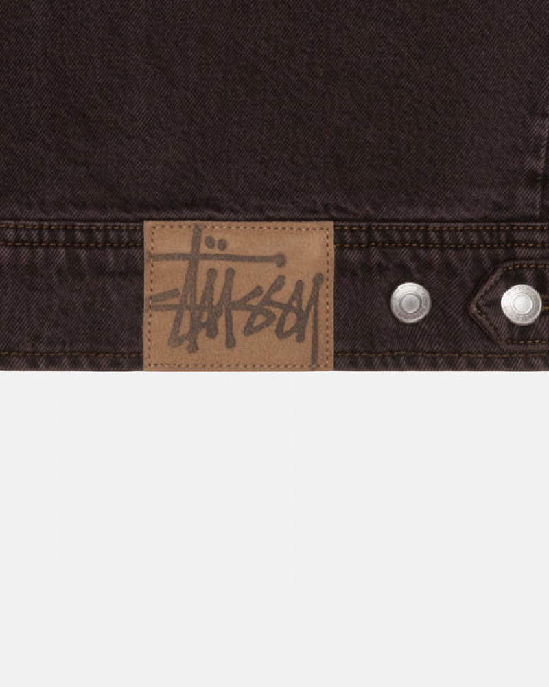 Stussy Zip Arbeids Jacket Denim Denim Dame Svarte Norge | HVL-9090