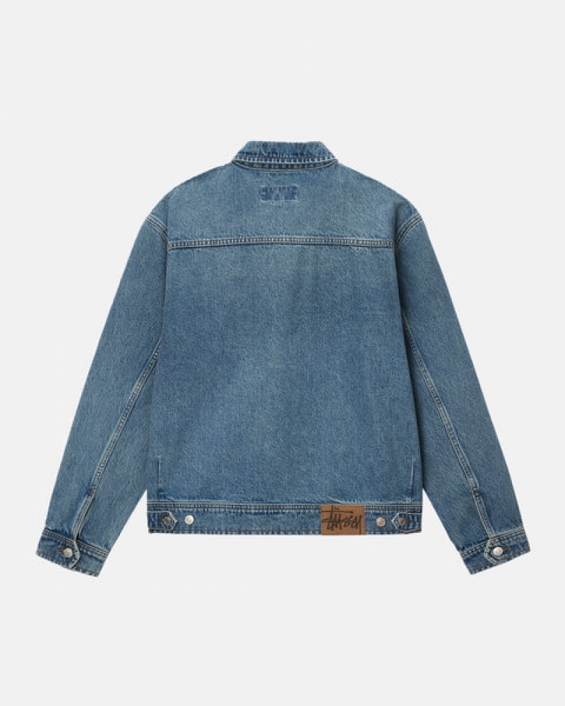 Stussy Zip Arbeids Jacket Denim Denim Dame Blå Norge | STC-2707