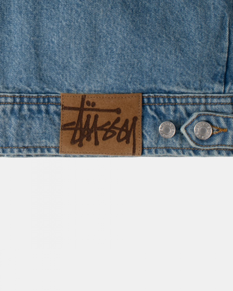 Stussy Zip Arbeids Jacket Denim Denim Dame Blå Norge | STC-2707